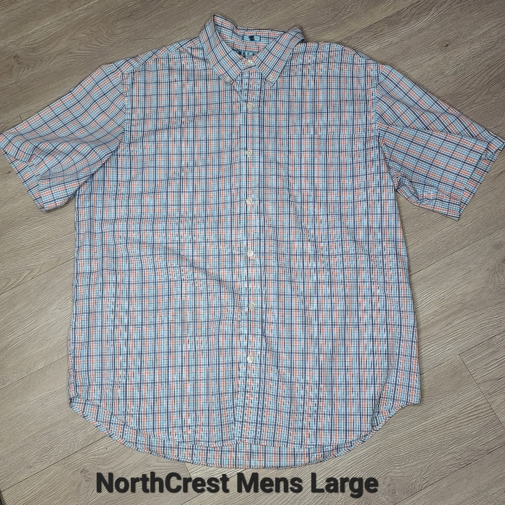Mens Large Short Sleeve Button Down Shirt